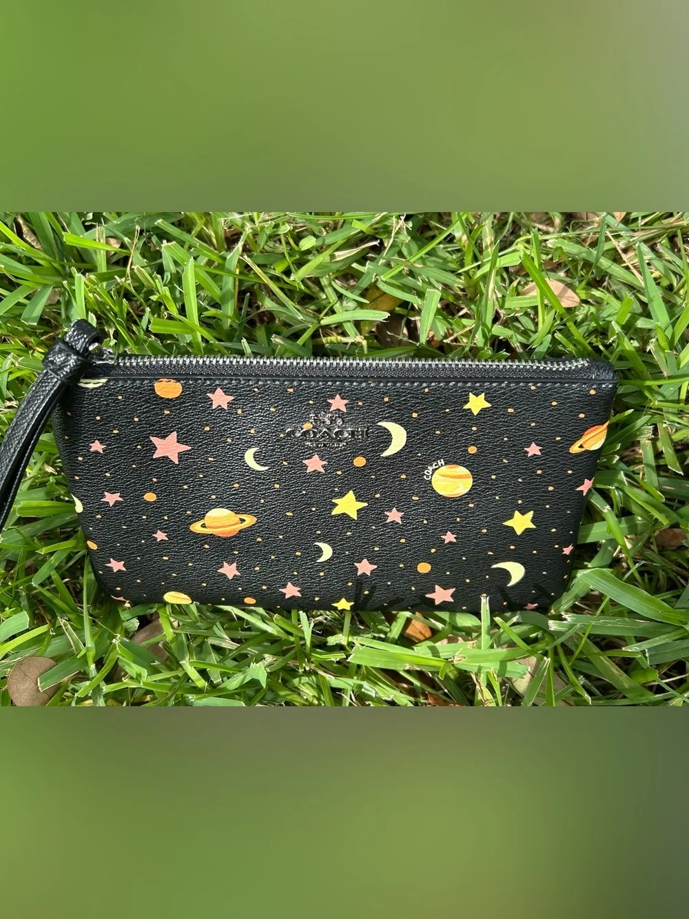 Coach Galaxy Planet & Star Print Large Wristlet